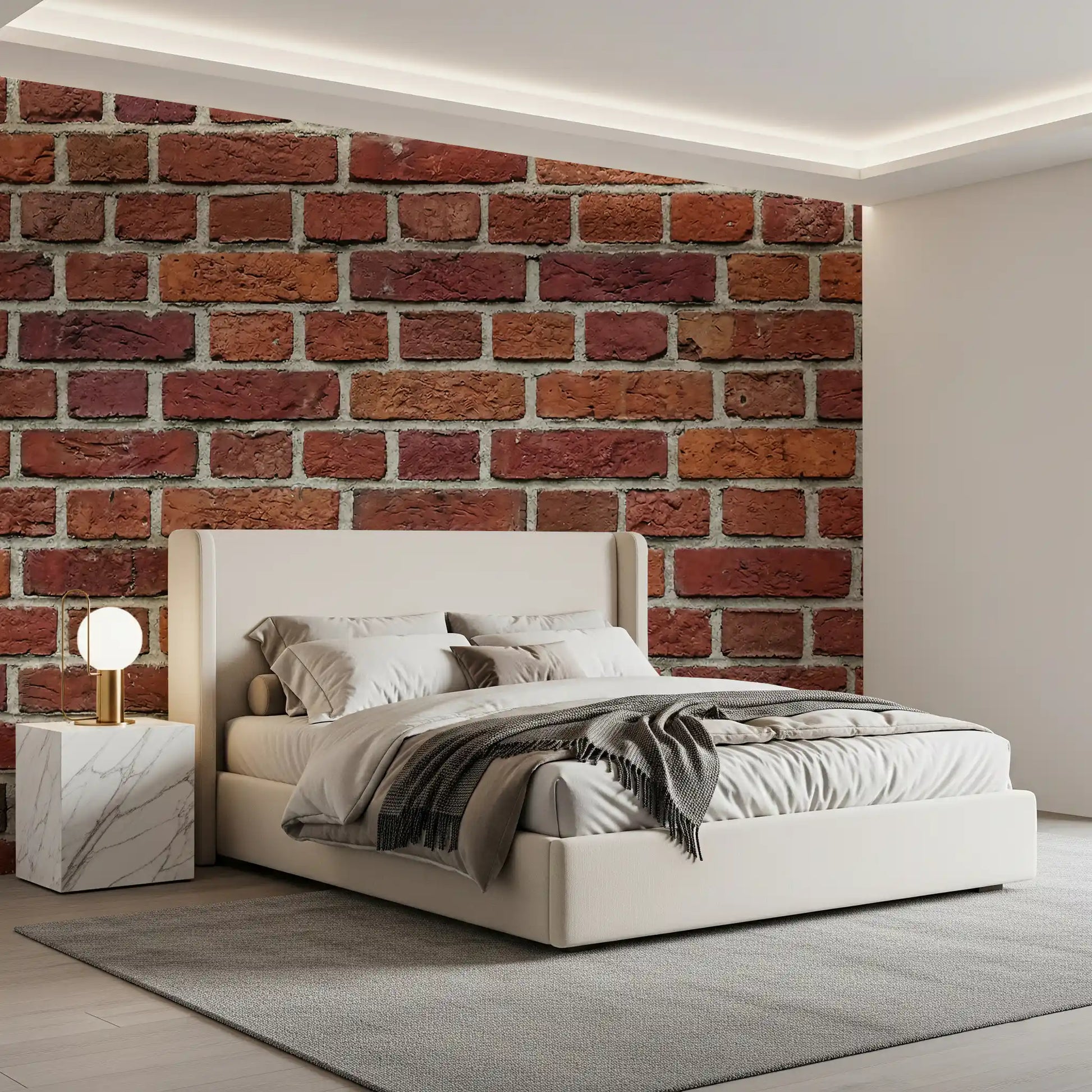 Timeless red masonry character across a Rustic Red Brick wall mural