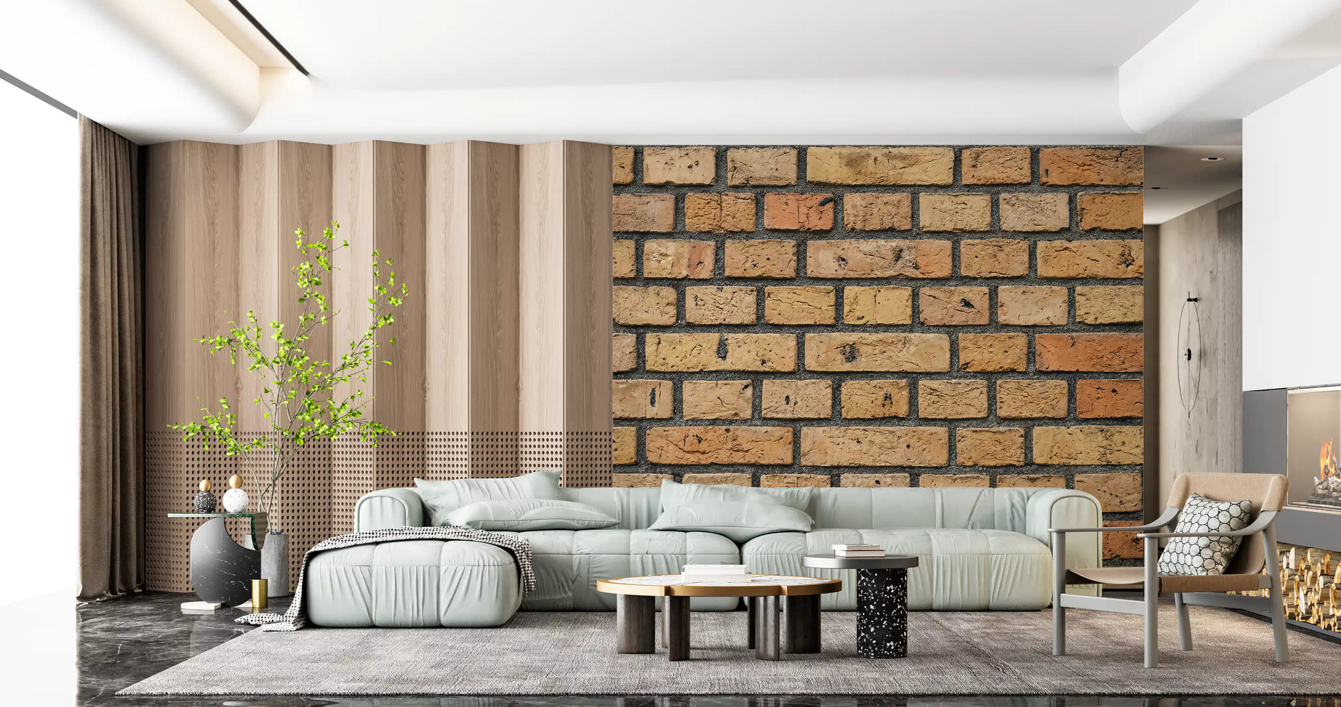 Weathered surface marks define this Timeless Brick wall mural brickwork style