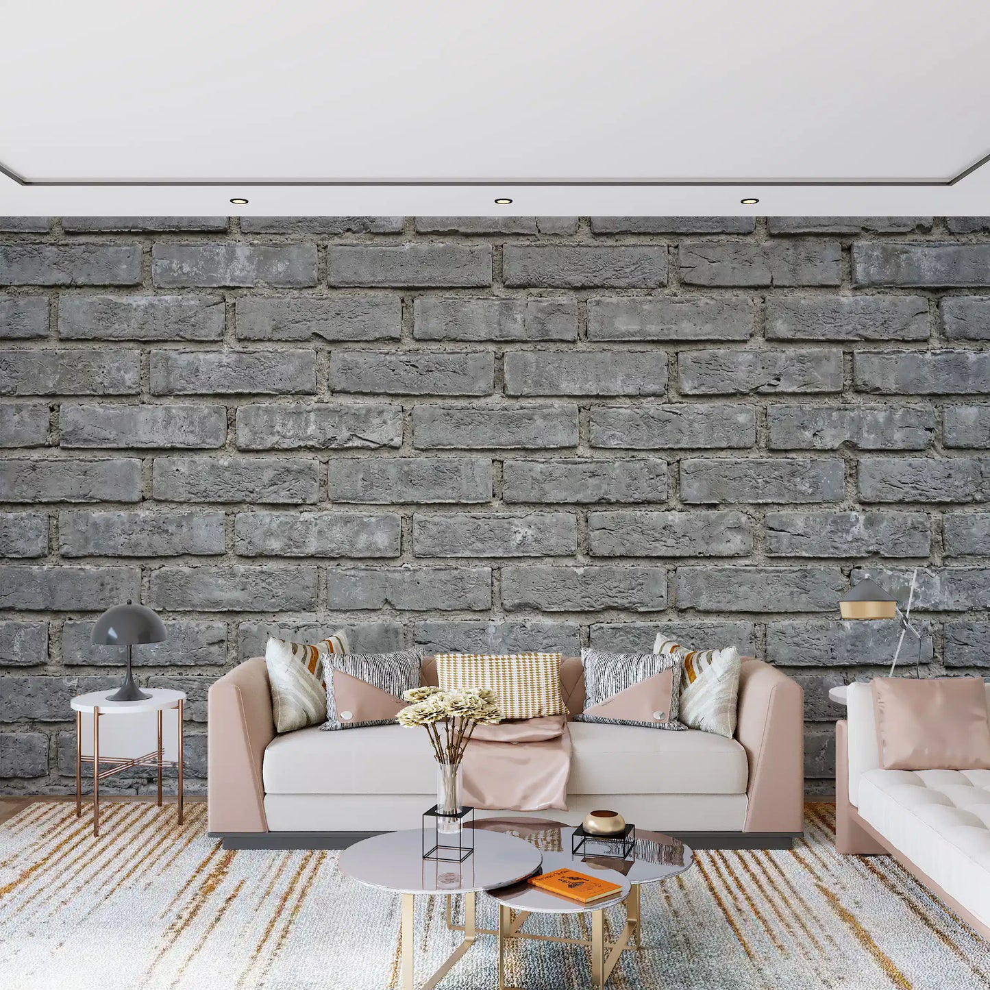 Urban Gray Brick Texture Wall Mural