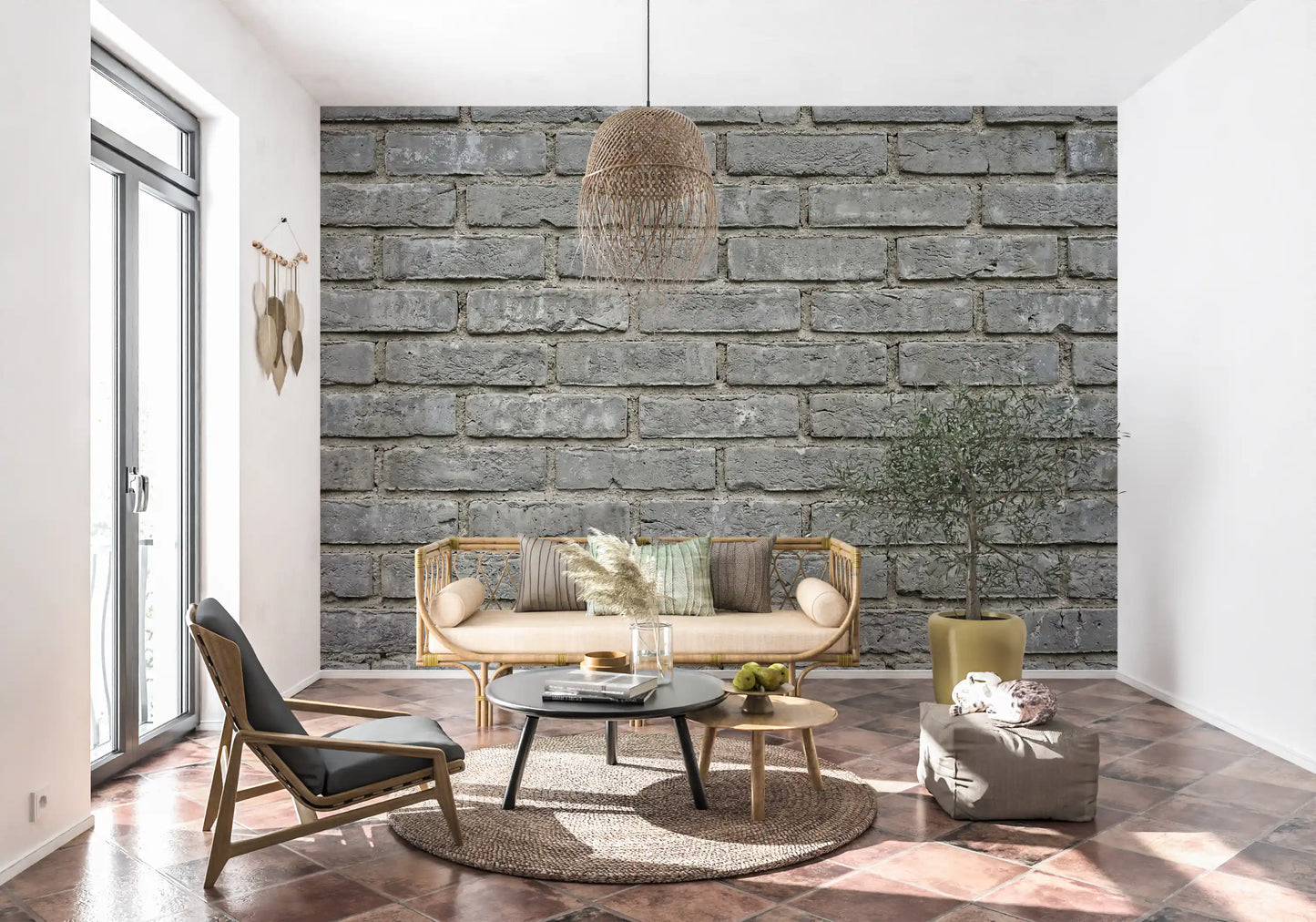 Urban Gray Brick Texture Wall Mural