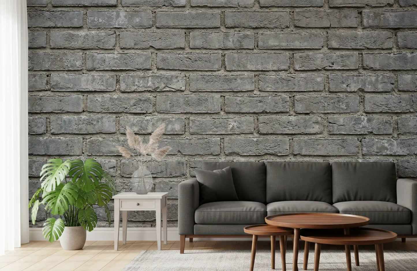 Urban Gray Brick Texture Wall Mural