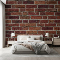 Bedroom featuring Rustic Brick Texture mural with natural grout lines