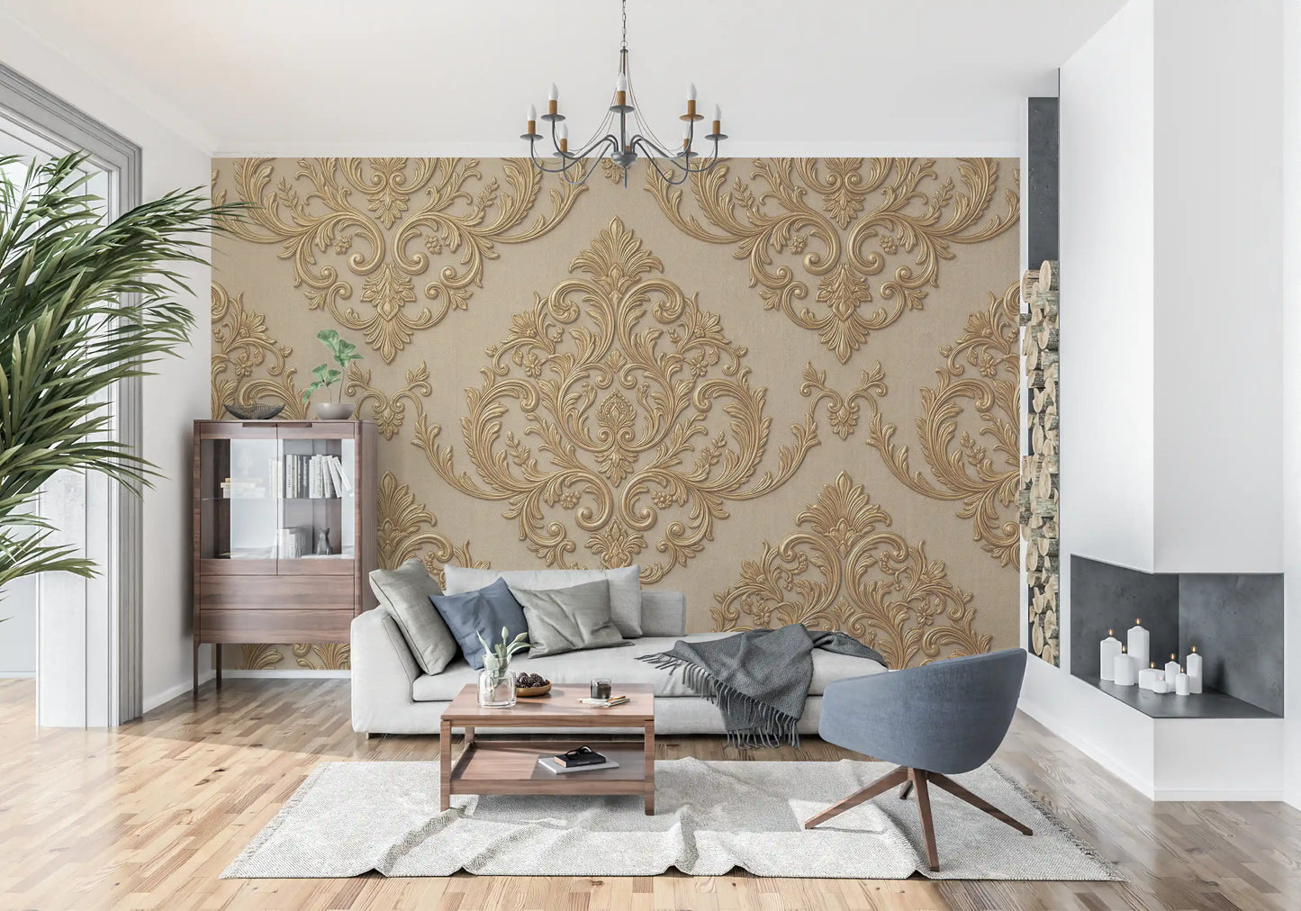 Gilded Grandeur Pattern Wall Mural