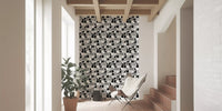 Geometric mosaic of squares and cats across Monochrome Cat Maze wallpaper