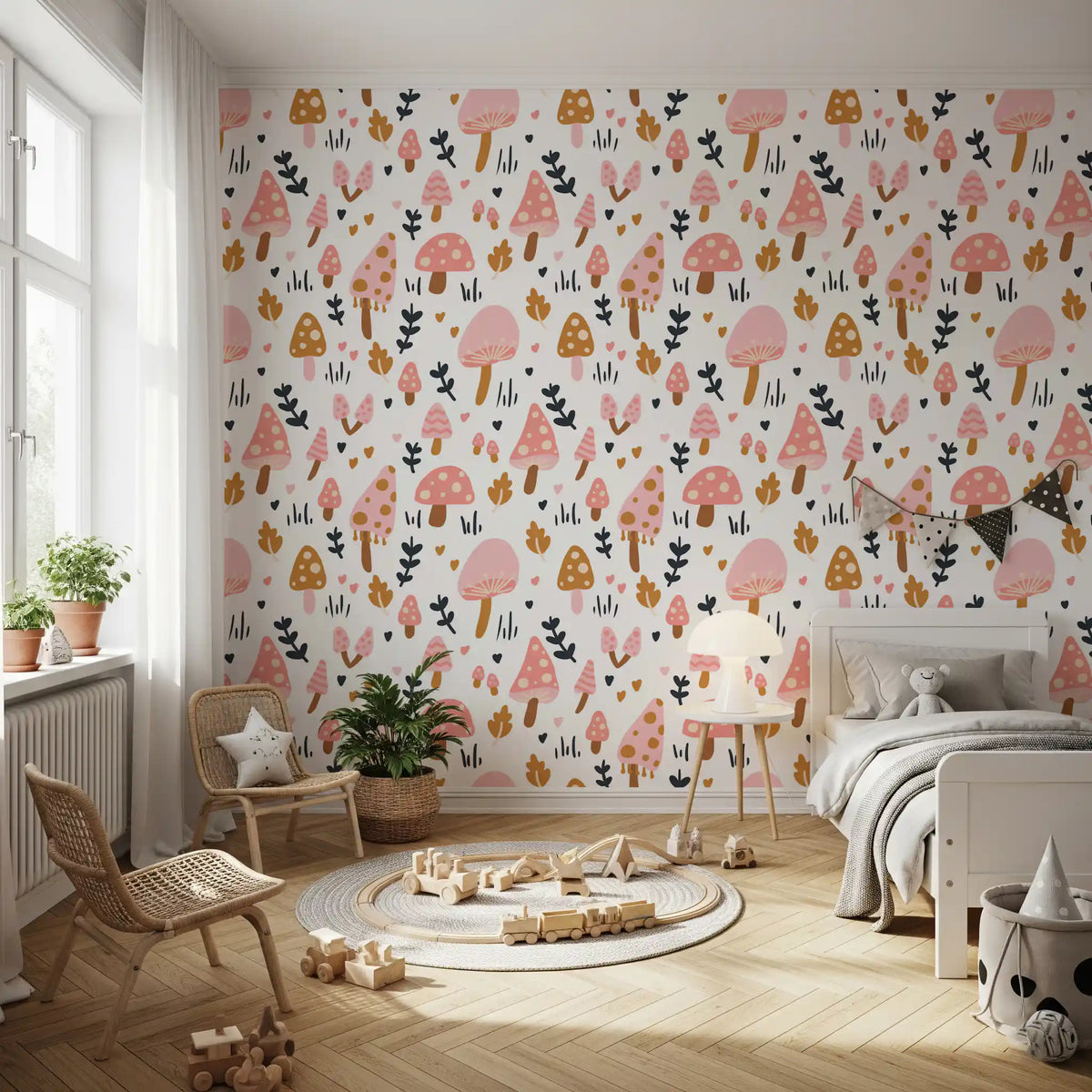 Sweet Woodland Mushrooms Wallpaper – Cute Forest Pattern