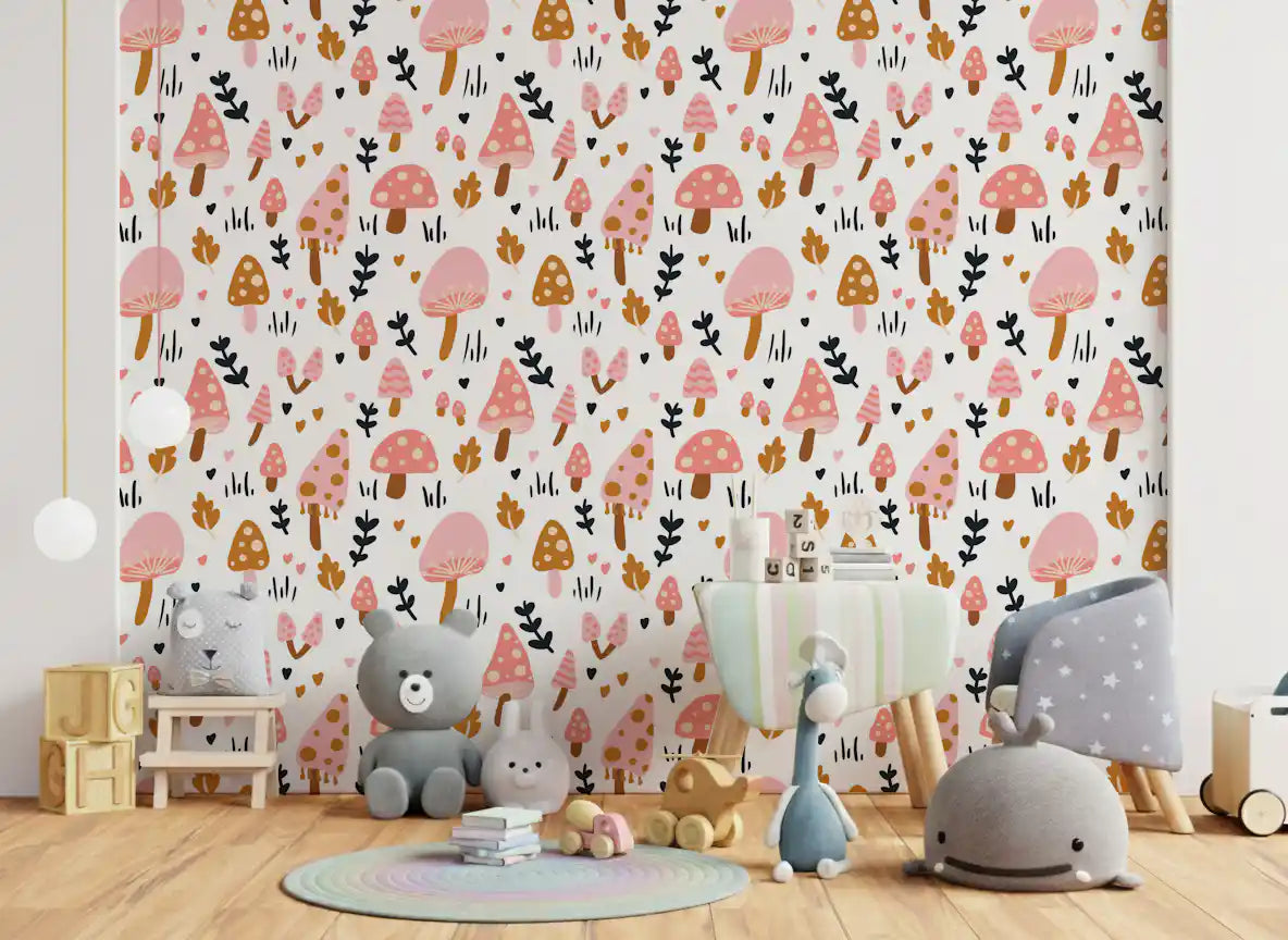Sweet Woodland Mushrooms Wallpaper⁠