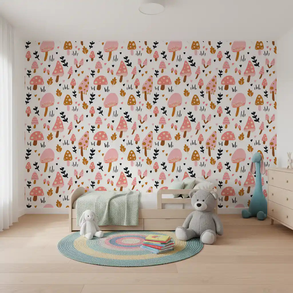 Sweet Woodland Mushrooms Wallpaper⁠
