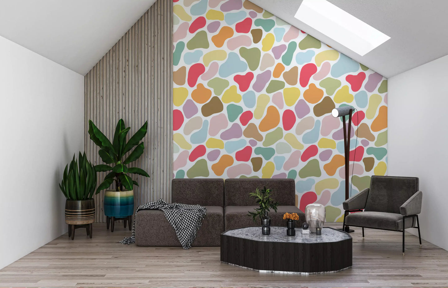 Office home wall in Playful Pebble Palette wallpaper artwork
