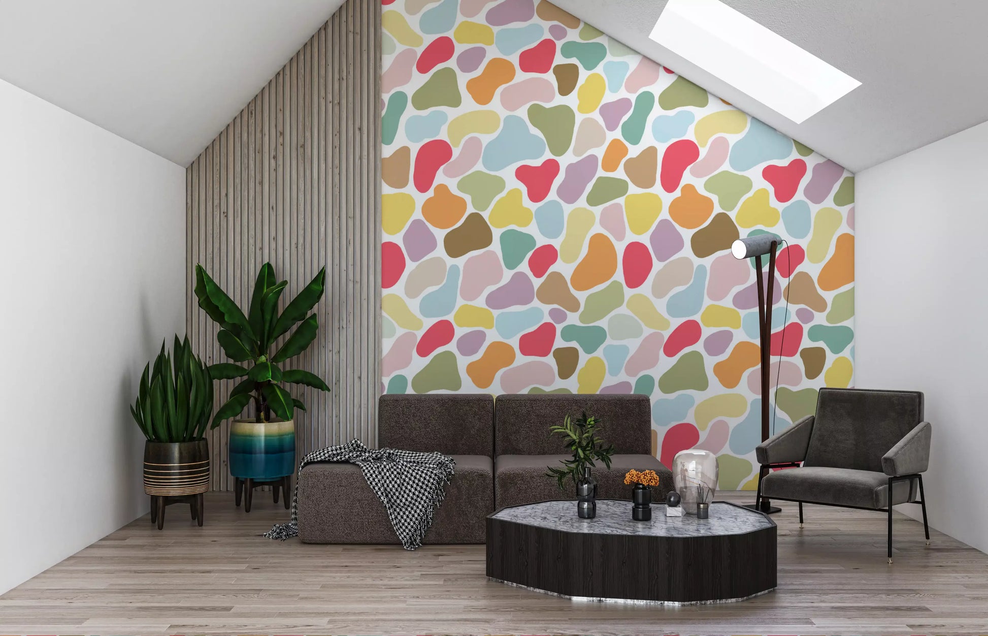 Office home wall in Playful Pebble Palette wallpaper artwork
