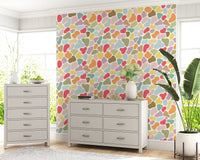 Home space corner set with Playful Pebble wallpaper colour mix
