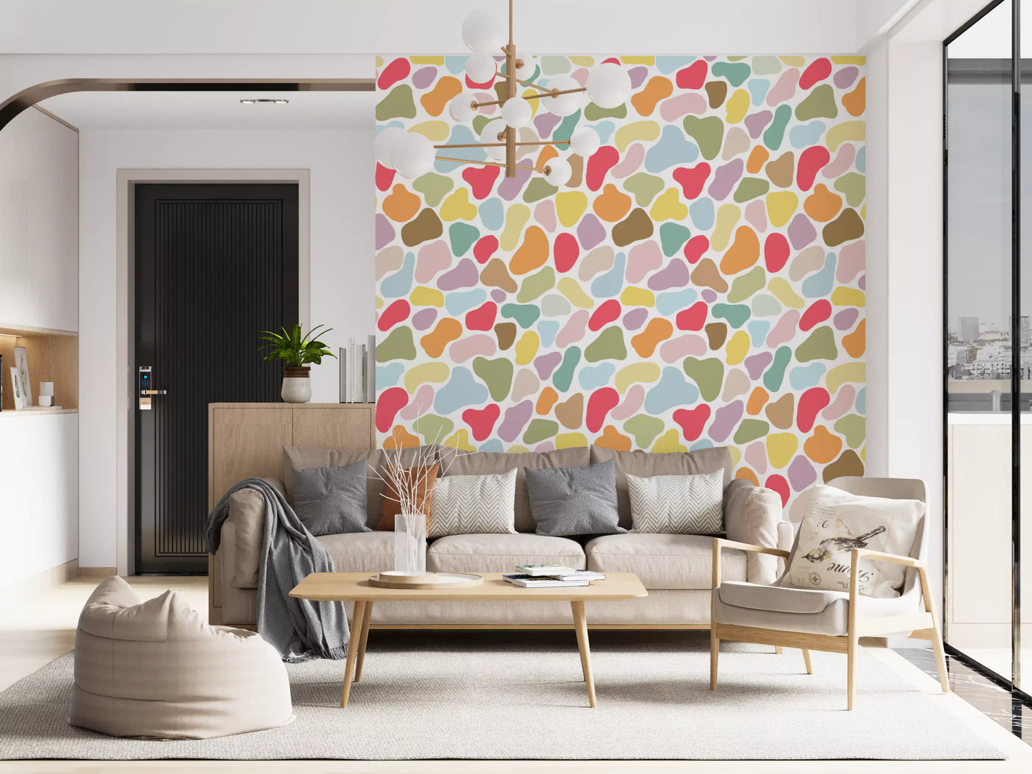 Pastel pebbles scattered across Playful Pebble Palette wallpaper
