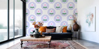 Home backdrop styled in Soft Lavender Bloom wallpaper print
