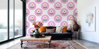 Home corner set with Retro Daisy wallpaper and florals
