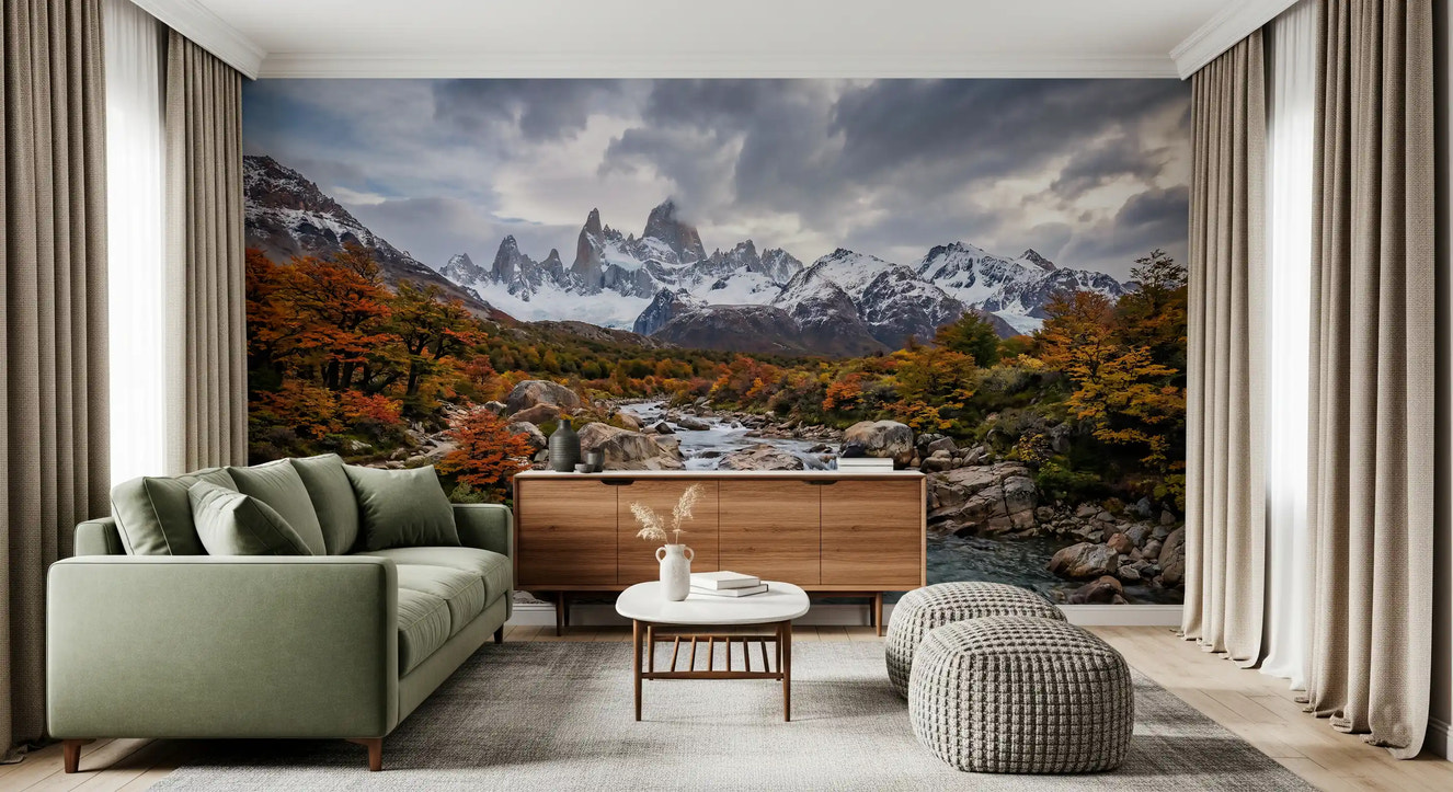 Fitz Roy Autumn River Wall Mural