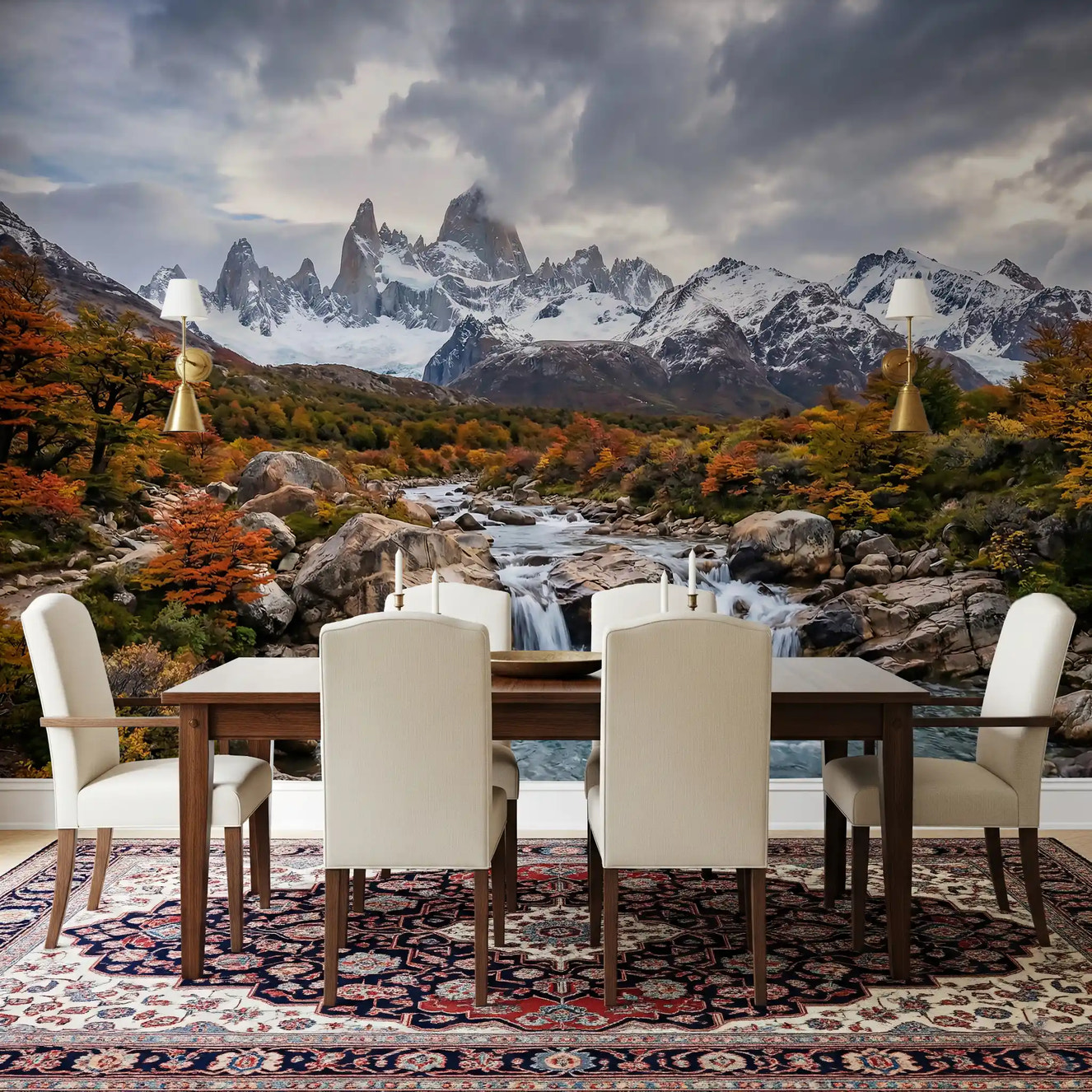 Fitz Roy Autumn River Wall Mural