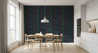 Bright leaf marks lift this woodland wallpaper with small perched birds