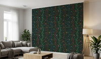 Forest night wallpaper showing uneven branches, birds, and vivid leaf marks