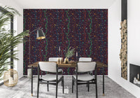 Bird Branch Wallpaper showing multicolor leaves on a rich woodland surface