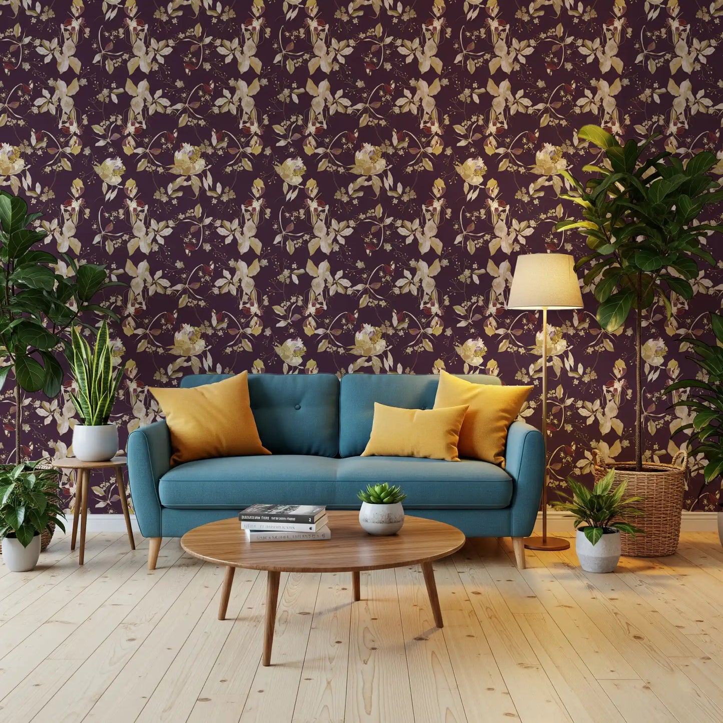 Plum Botanical Blossom Wallpaper⁠