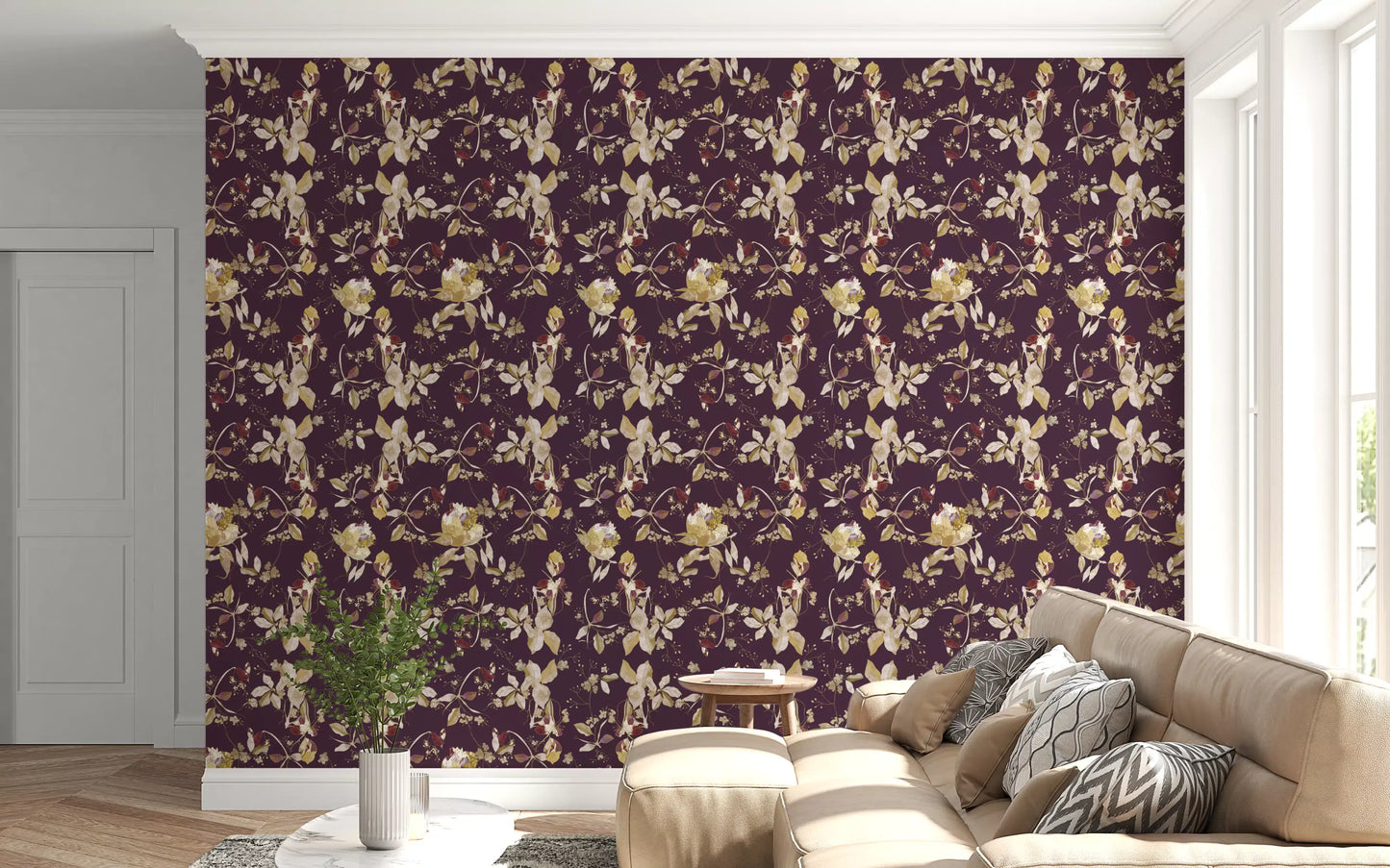 Plum Botanical Blossom Wallpaper⁠