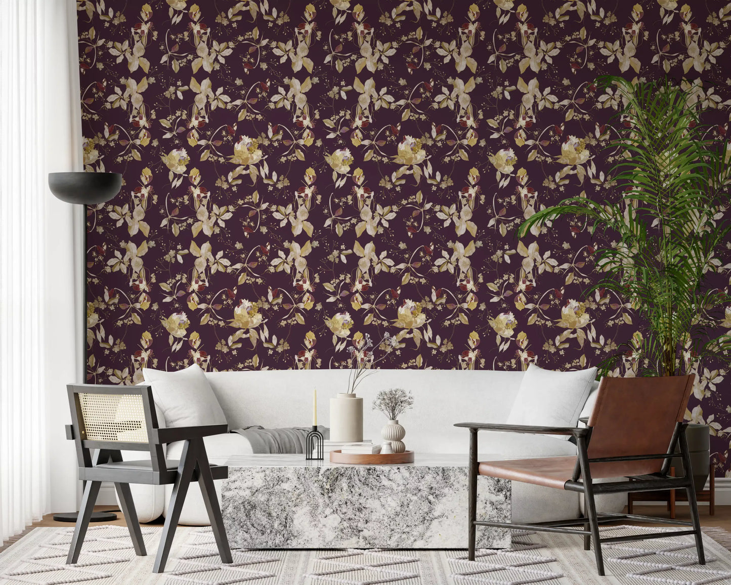 Plum Botanical Blossom Wallpaper⁠
