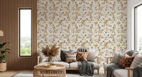 Fine vine movement gives this heritage floral wallpaper a soft vintage feel