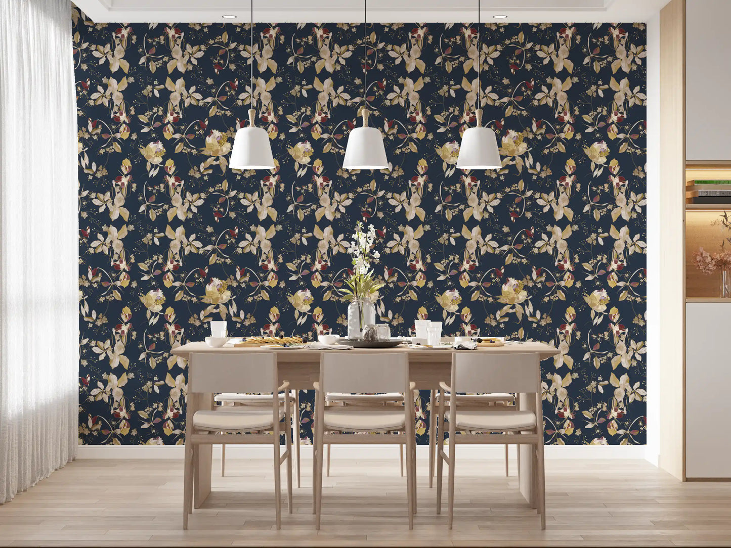Forest Green Floral Trail  Wallpaper⁠