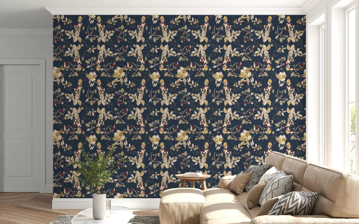 Forest Green Floral Trail  Wallpaper⁠