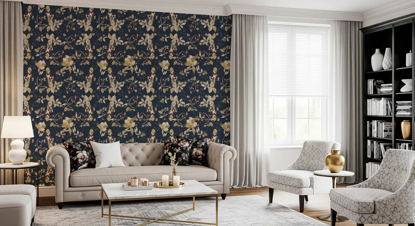 Forest Green Floral Trail  Wallpaper⁠