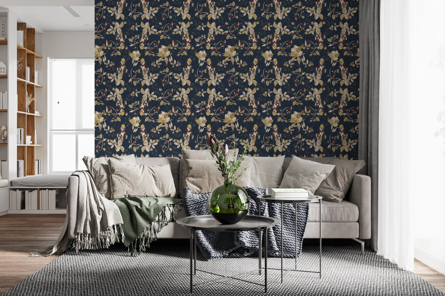 Forest Green Floral Trail  Wallpaper⁠