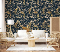 Soft botanical detail appears across this Peacock Pattern Wallpaper