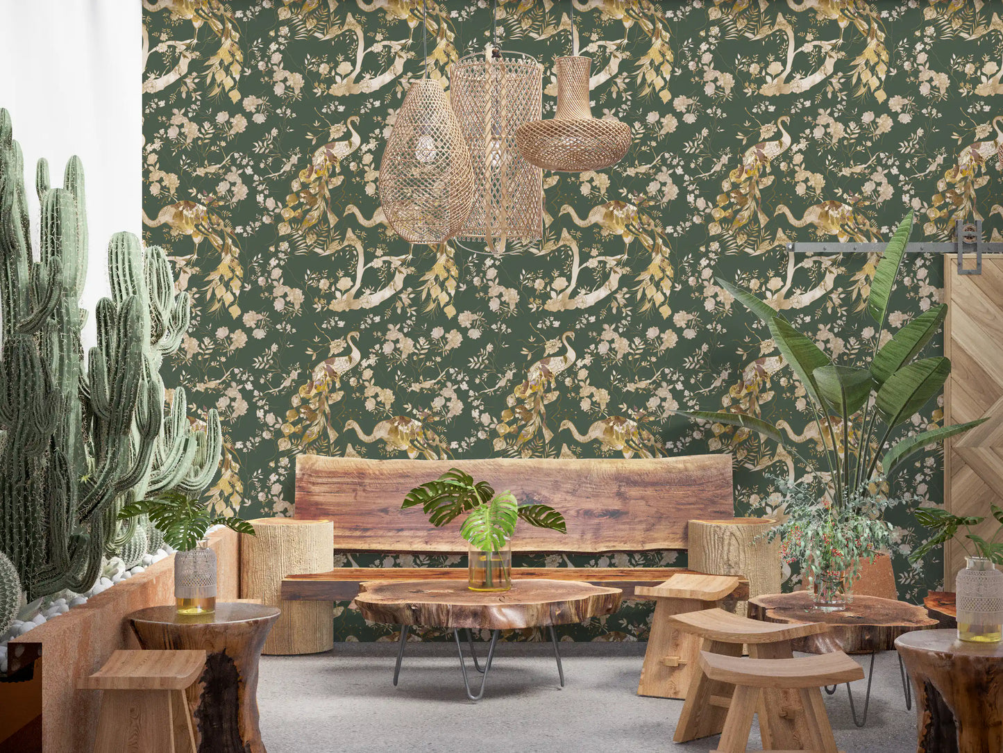 Delicate botanical trails define this vintage bird wallpaper beautifully