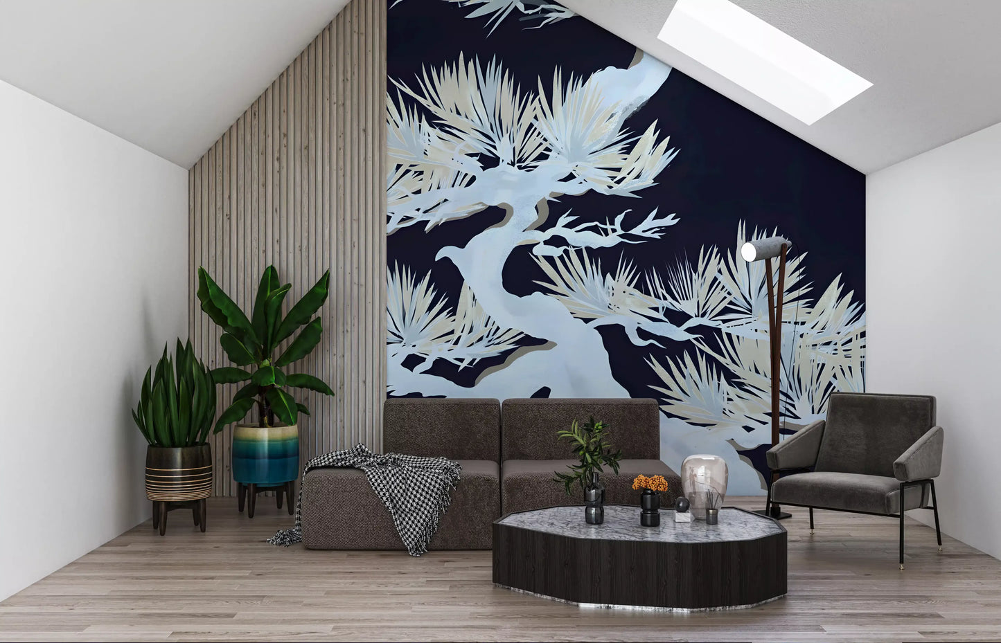 Japanese Ethereal Matsu Pine Silhouette Wall Mural