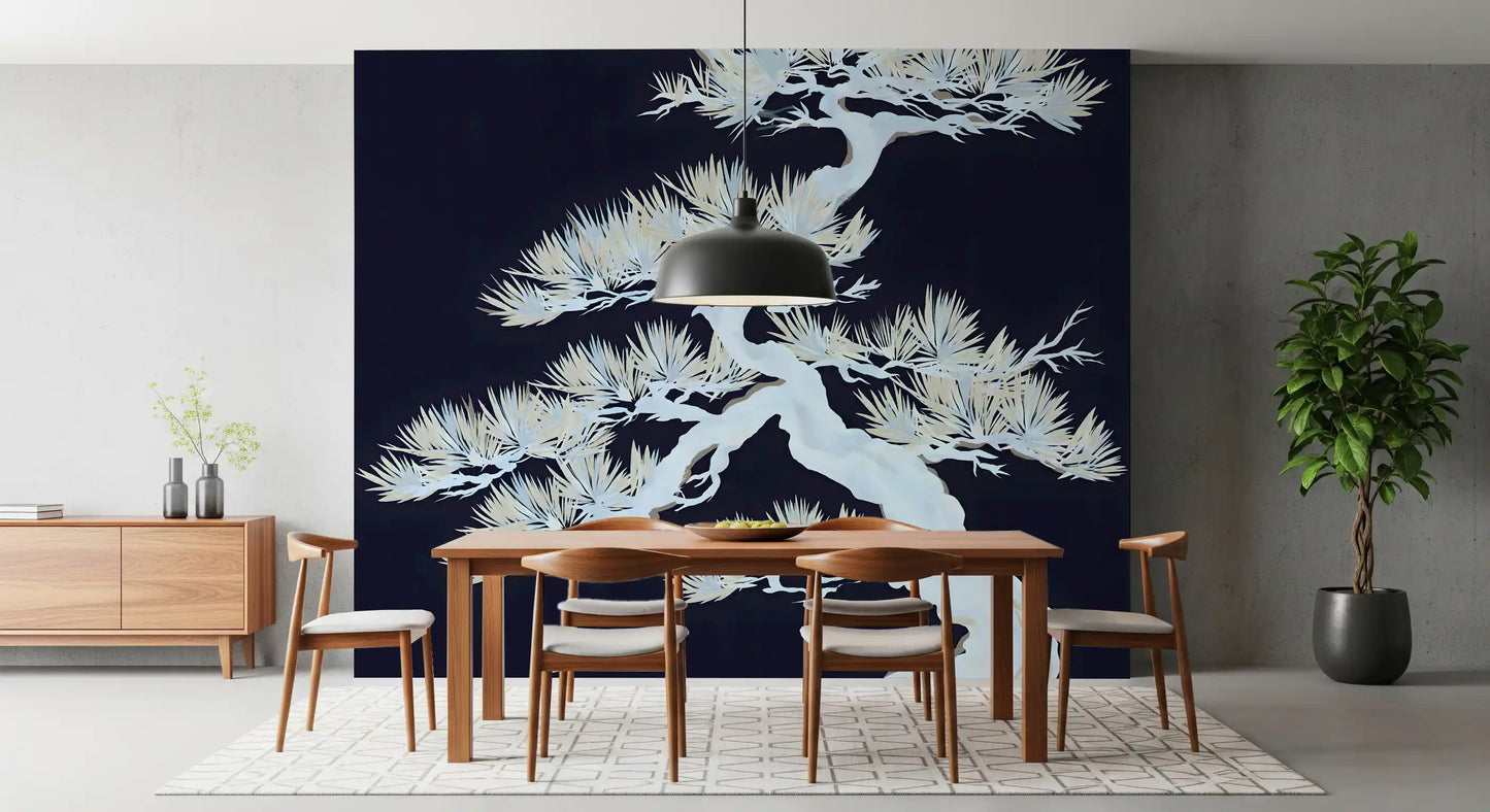 Japanese Ethereal Matsu Pine Silhouette Wall Mural