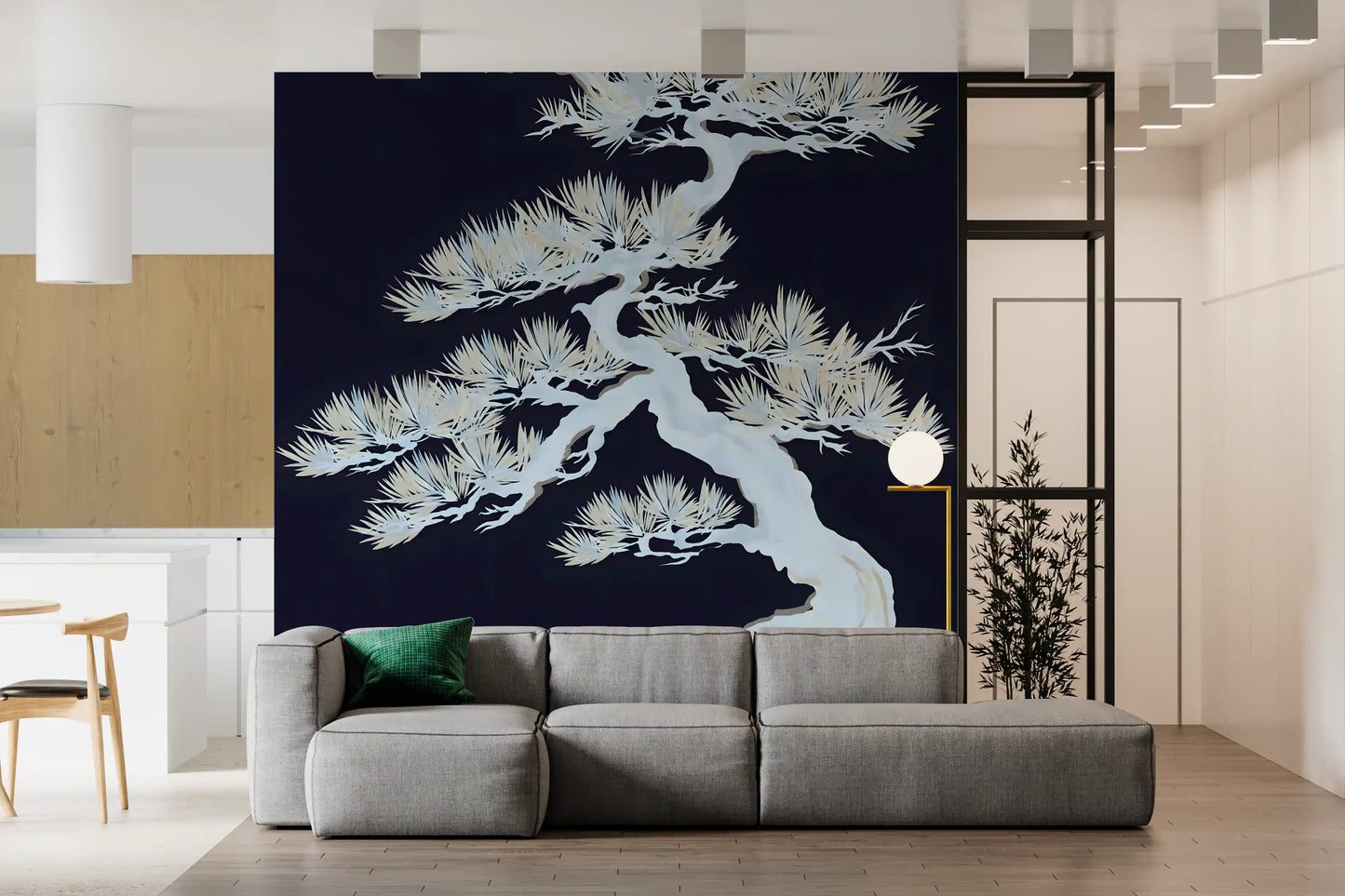 Japanese Ethereal Matsu Pine Silhouette Wall Mural