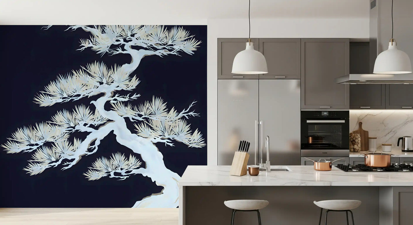 Japanese Ethereal Matsu Pine Silhouette Wall Mural