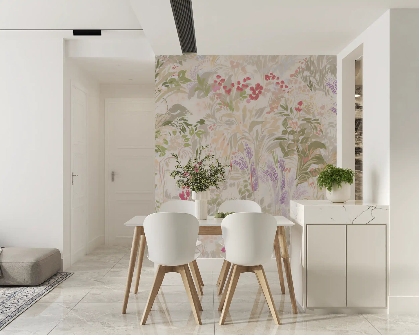 Dreamy Wildflower Meadow Soft Pastel Romance Wall Mural