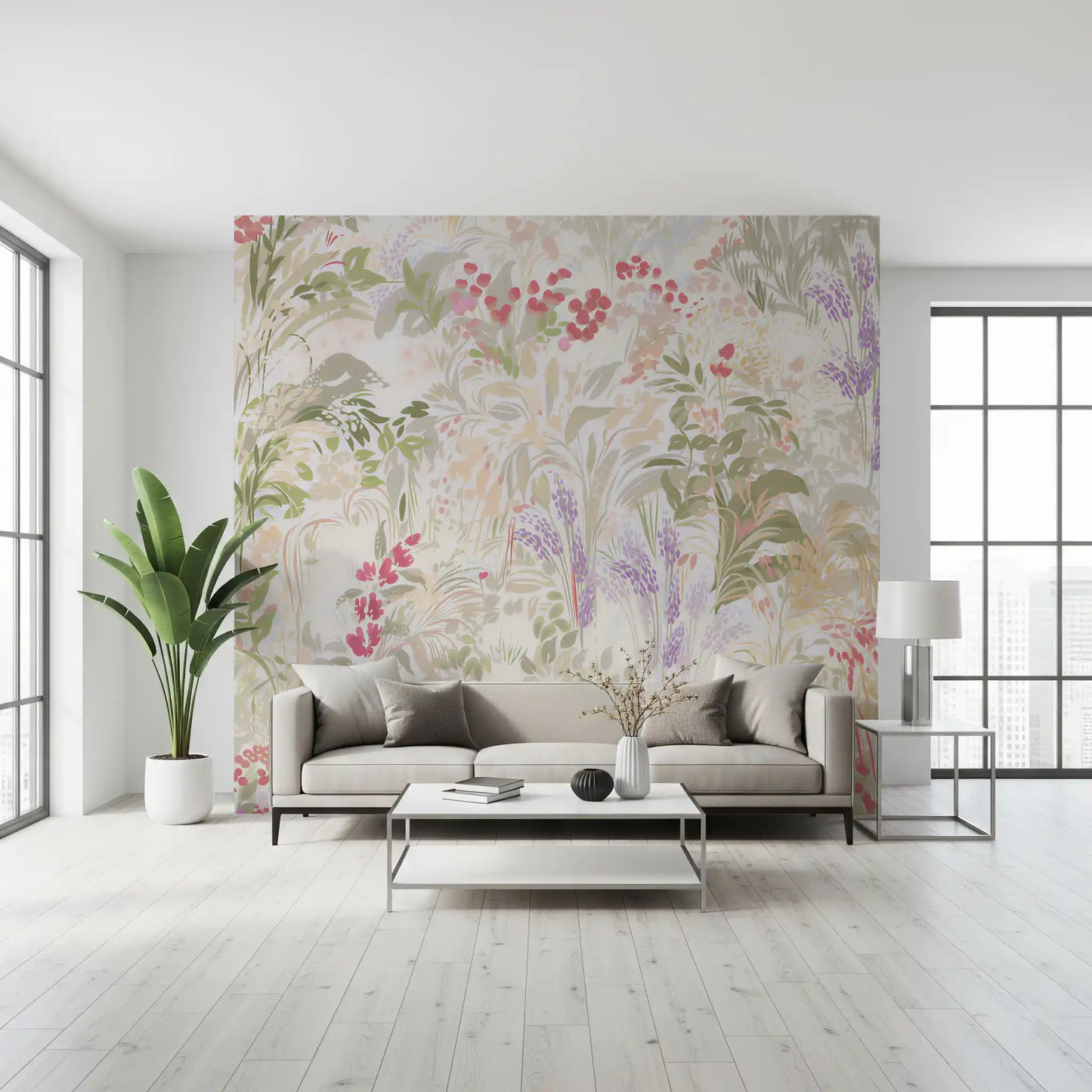 Dreamy Wildflower Meadow Soft Pastel Romance Wall Mural