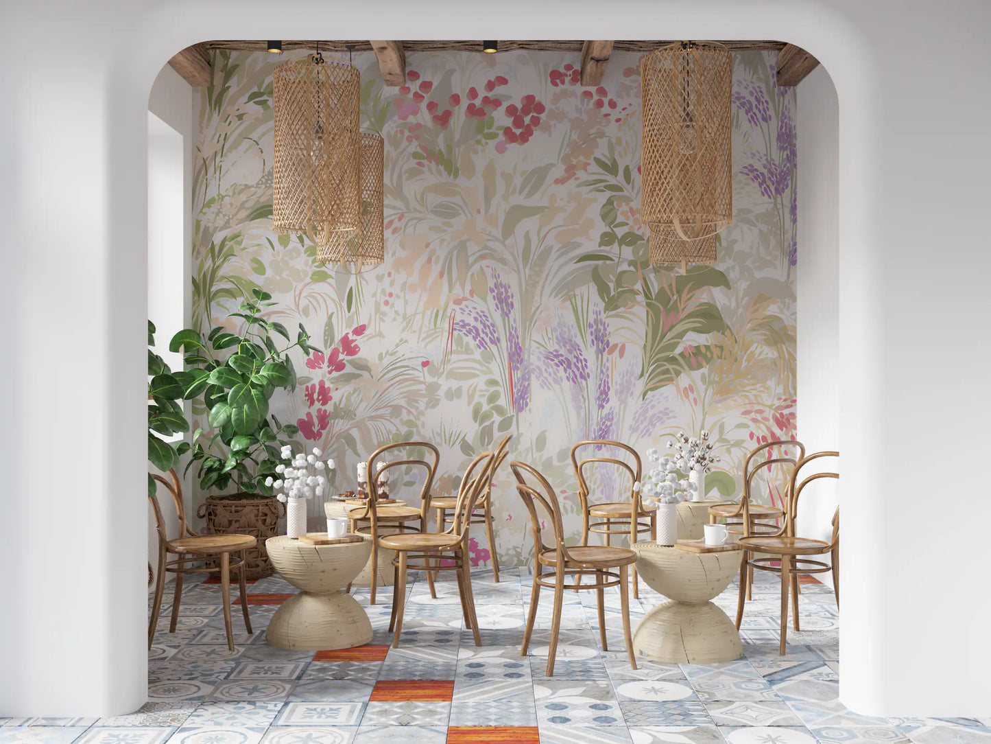 Dreamy Wildflower Meadow Soft Pastel Romance Wall Mural