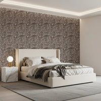 Varying dot sizes scatter in flowing formation on the dotted mosaic wallpaper field