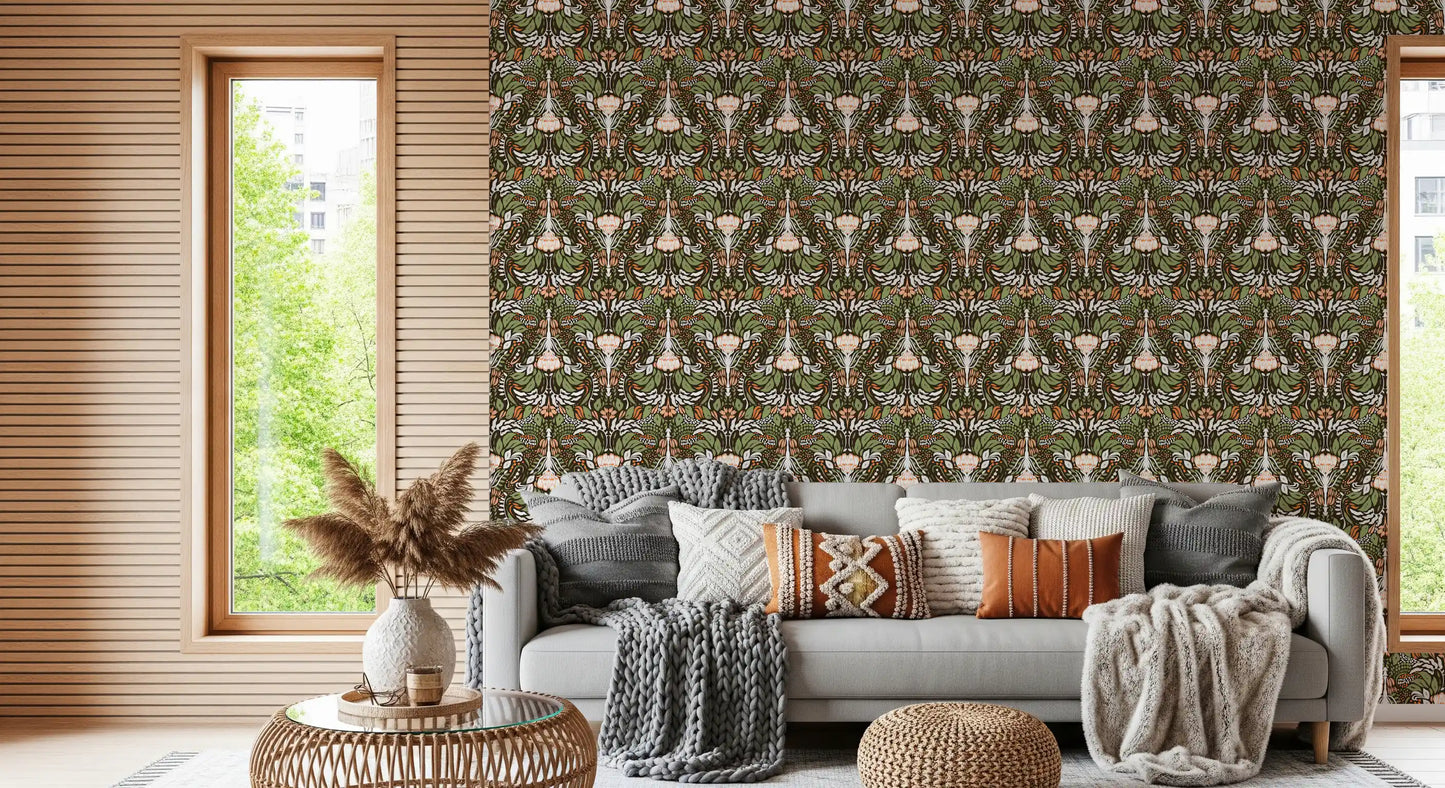 Earthy Botanical Intricate Luxurious Floral  Wallpaper⁠