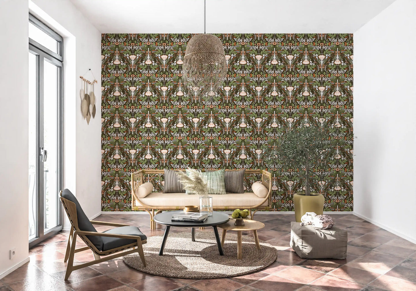 Earthy Botanical Intricate Luxurious Floral  Wallpaper⁠