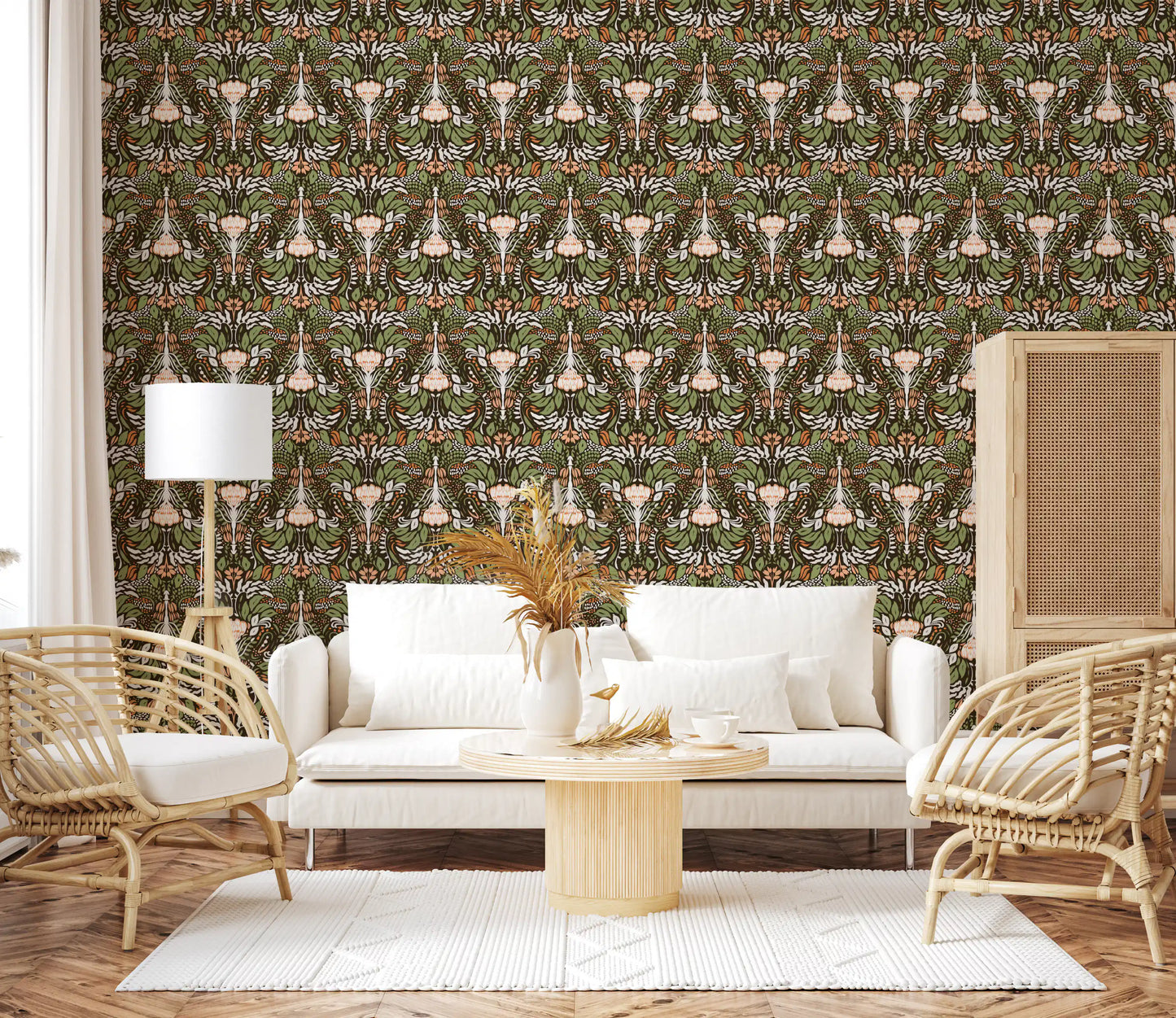 Earthy Botanical Intricate Luxurious Floral  Wallpaper⁠