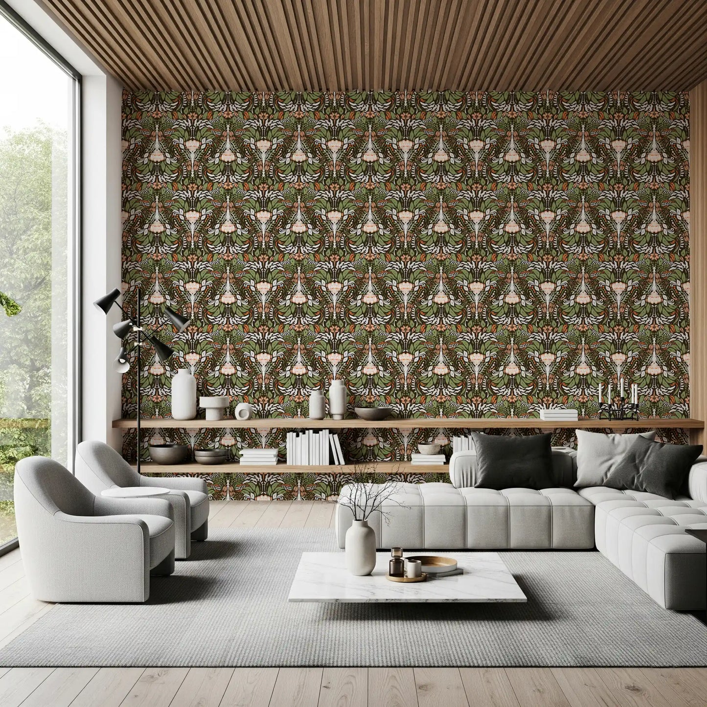 Earthy Botanical Intricate Luxurious Floral  Wallpaper⁠