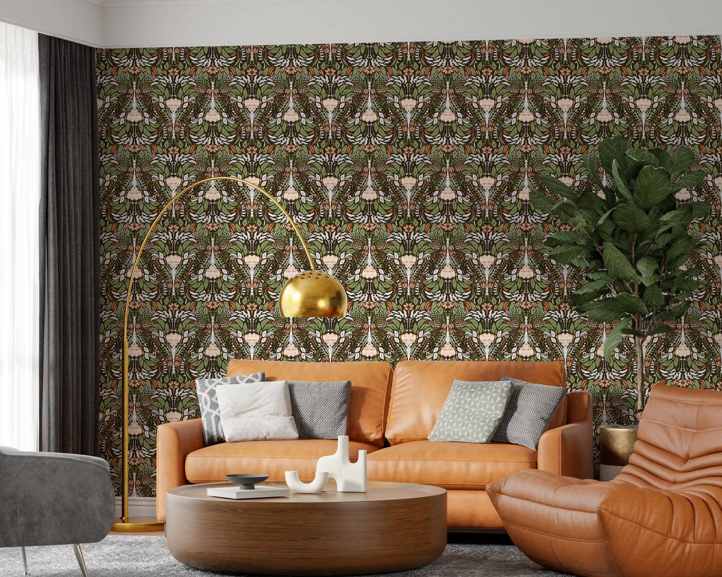 Earthy Botanical Intricate Luxurious Floral  Wallpaper⁠