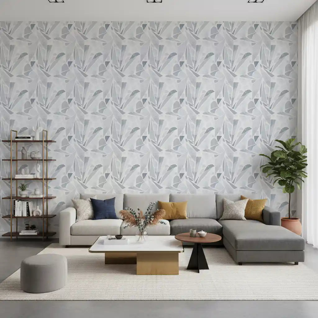 Fragmented Greyscale Mosaic Wallpaper⁠