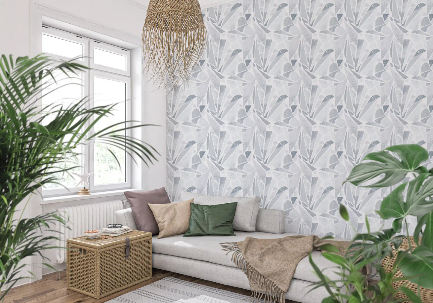 Fragmented Greyscale Mosaic Wallpaper⁠