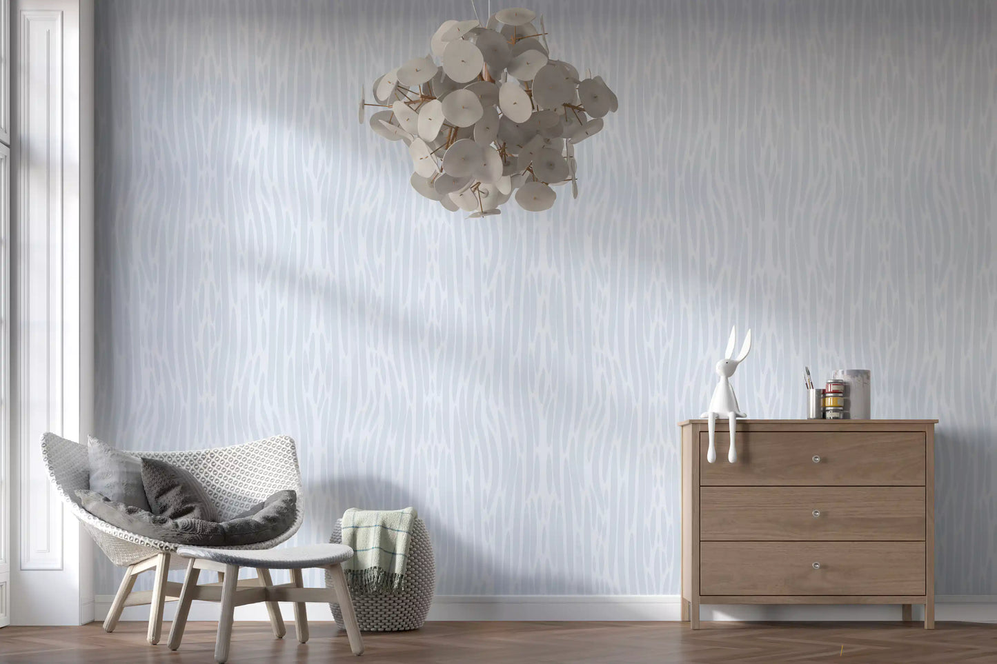Brushstrokes form a quiet repeat on this watercolor wallpaper.