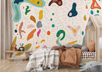Playful Abstract Shapes wall mural showing full multicolor blob pattern