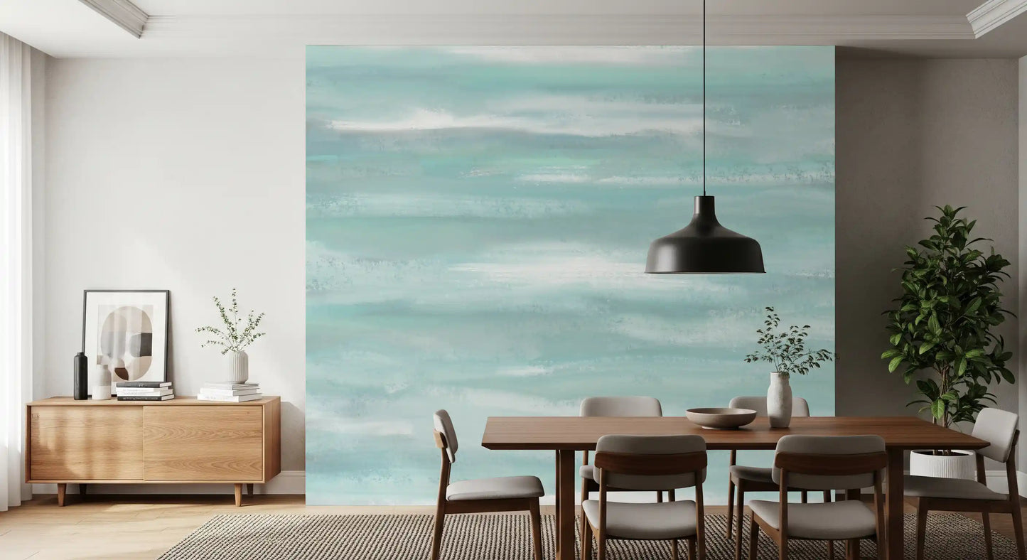 Aqua Horizon Strokes Wall Mural